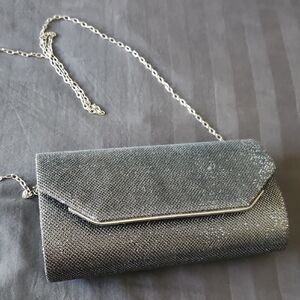 Silver Metallic Clutch/Shoulder Bag